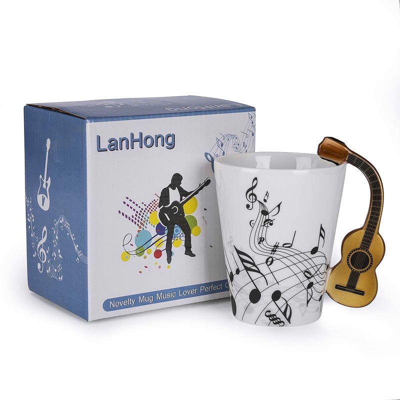 LanHong Guitar Mug Guitar Coffee Mug Music Gifts for Guitar Players Musician - 13.5 oz Guitar Cup Gifts for Music Lovers - Music Coffee Mugs Birthday Christmas Gifts for Men Women (Acoustic) - Image 5